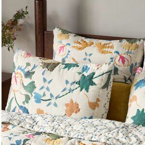 NWT ANTHROPOLOGIE Sawyer QUEEN Printed Cotton Voile Pillow Shams Set of 2 FLORAL